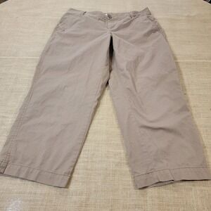 Ann Taylor LOFT Julie Cropped‎ Pants Womens Size 8 Casual Khaki Brown Loose Fit